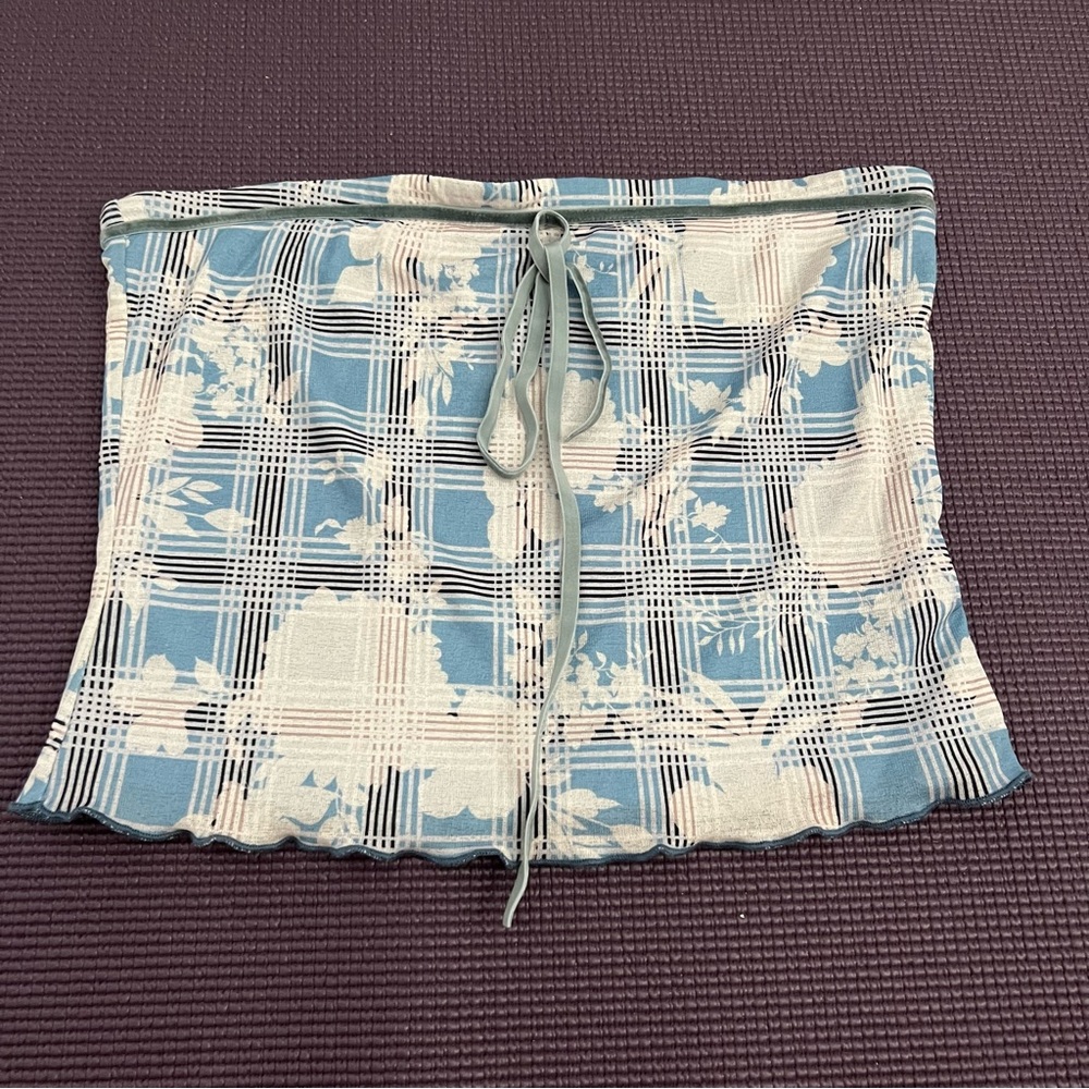 Tiger Mist Blue and White Plaid Tube Top